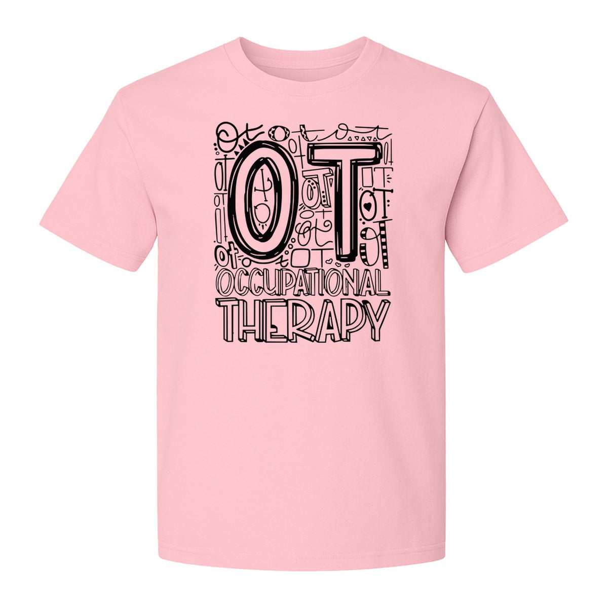 Occupational Therapist T-Shirt, OT Doodle Letter Design for Pediatric Clinicians and Therapy Students