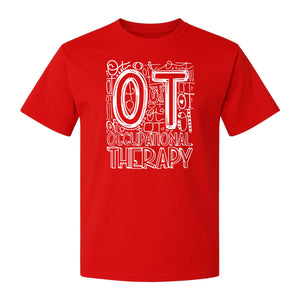 Occupational Therapist T-Shirt, OT Doodle Letter Design for Pediatric Clinicians and Therapy Students