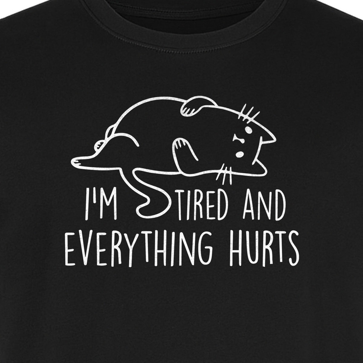 Funny Cat T-Shirt, I'm Tired and Everything Hurts Graphic for Workout Humor