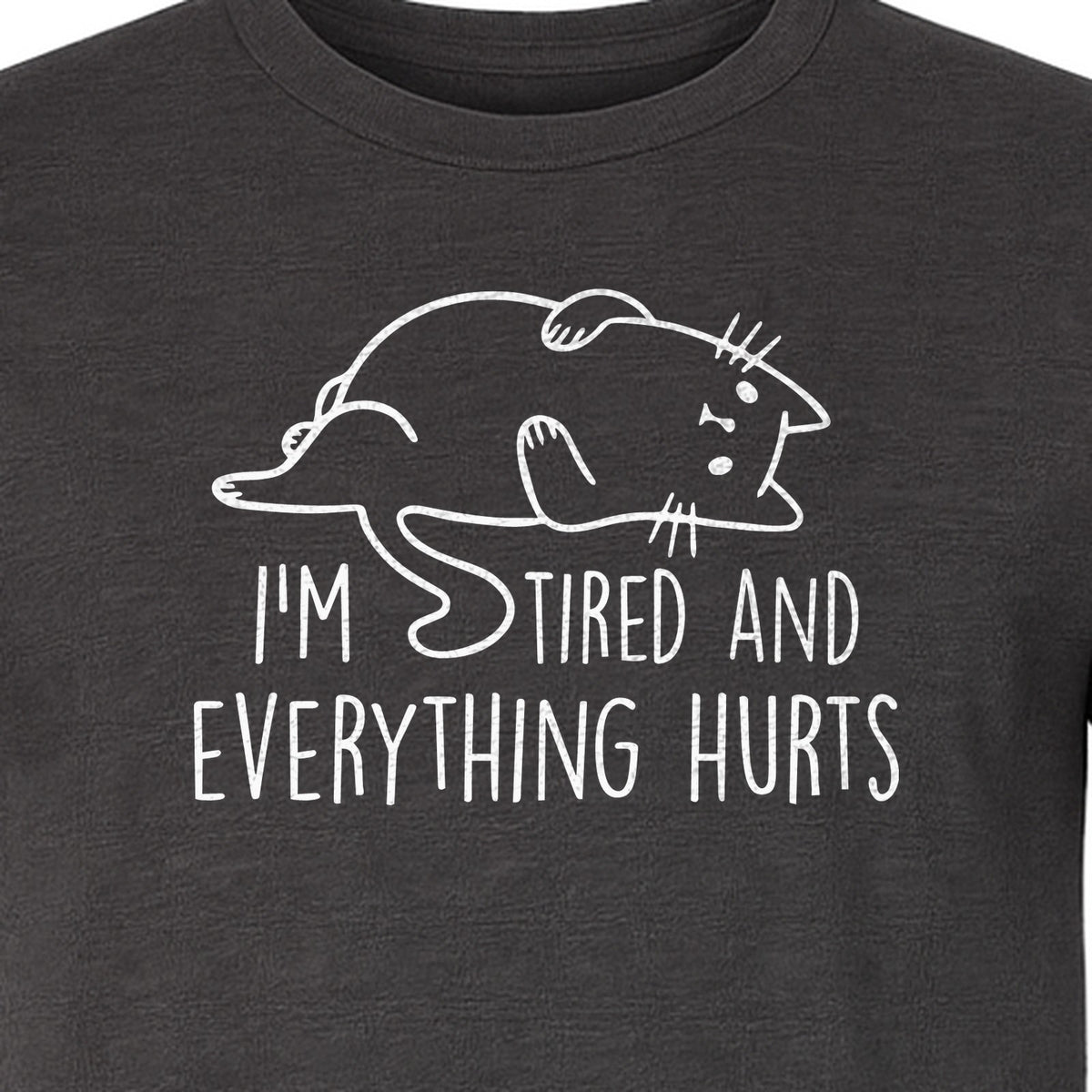 Funny Cat T-Shirt, I'm Tired and Everything Hurts Graphic for Workout Humor