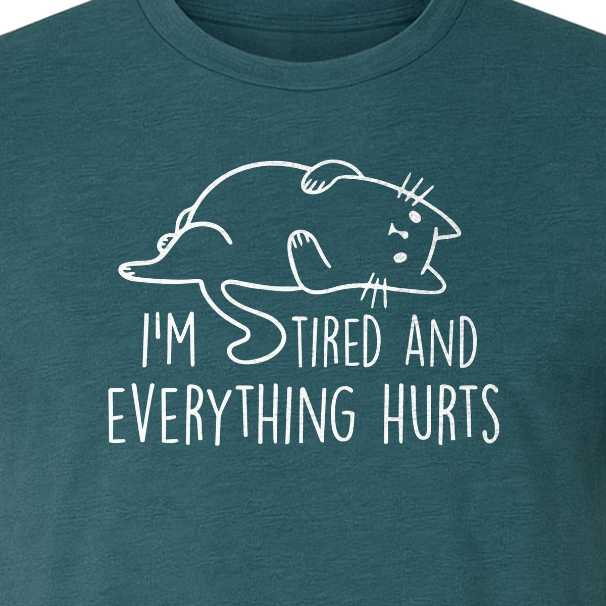 Funny Cat T-Shirt, I'm Tired and Everything Hurts Graphic for Workout Humor
