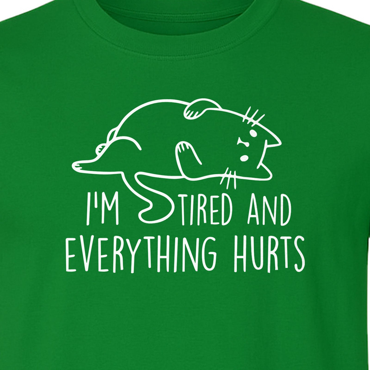 Funny Cat T-Shirt, I'm Tired and Everything Hurts Graphic for Workout Humor