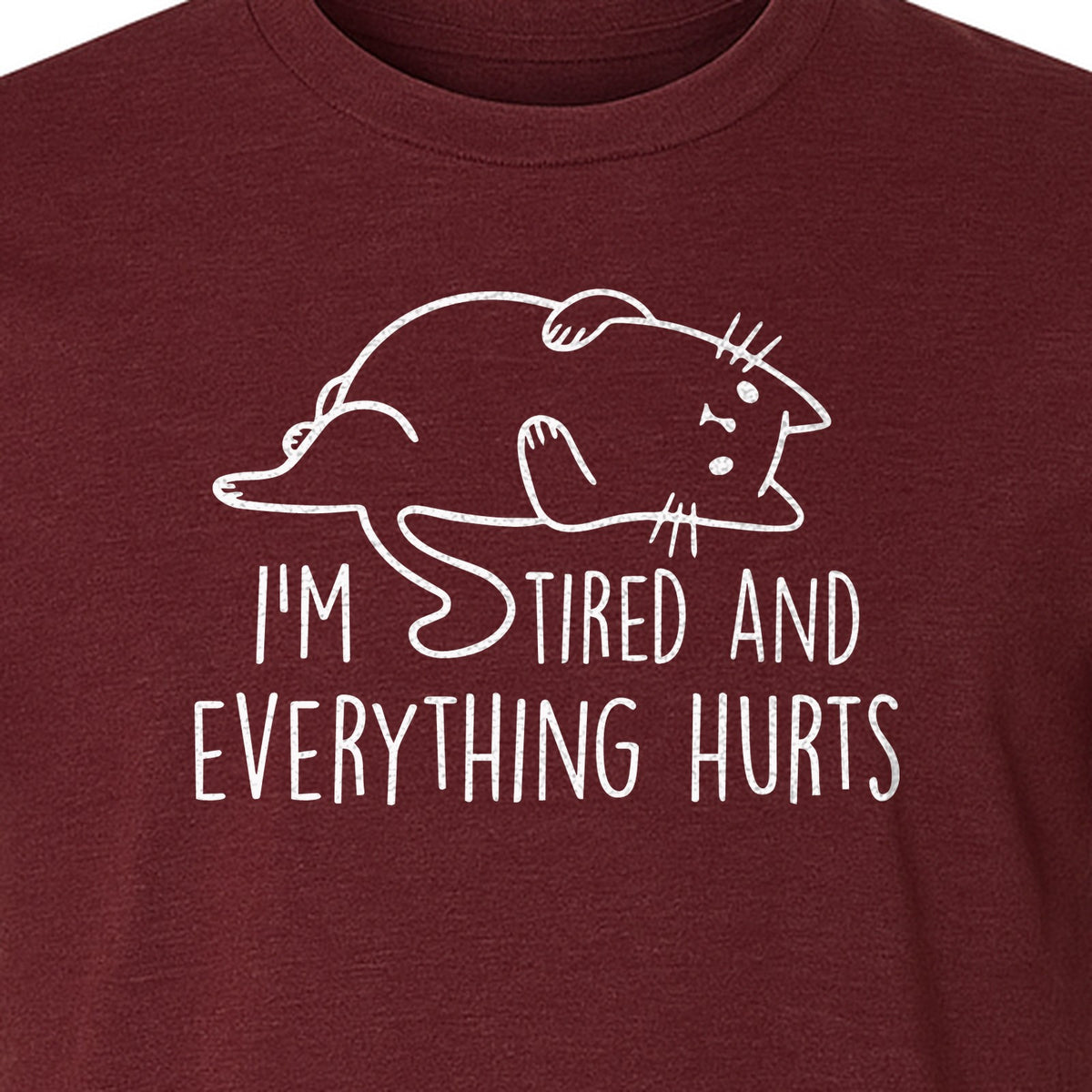 Funny Cat T-Shirt, I'm Tired and Everything Hurts Graphic for Workout Humor