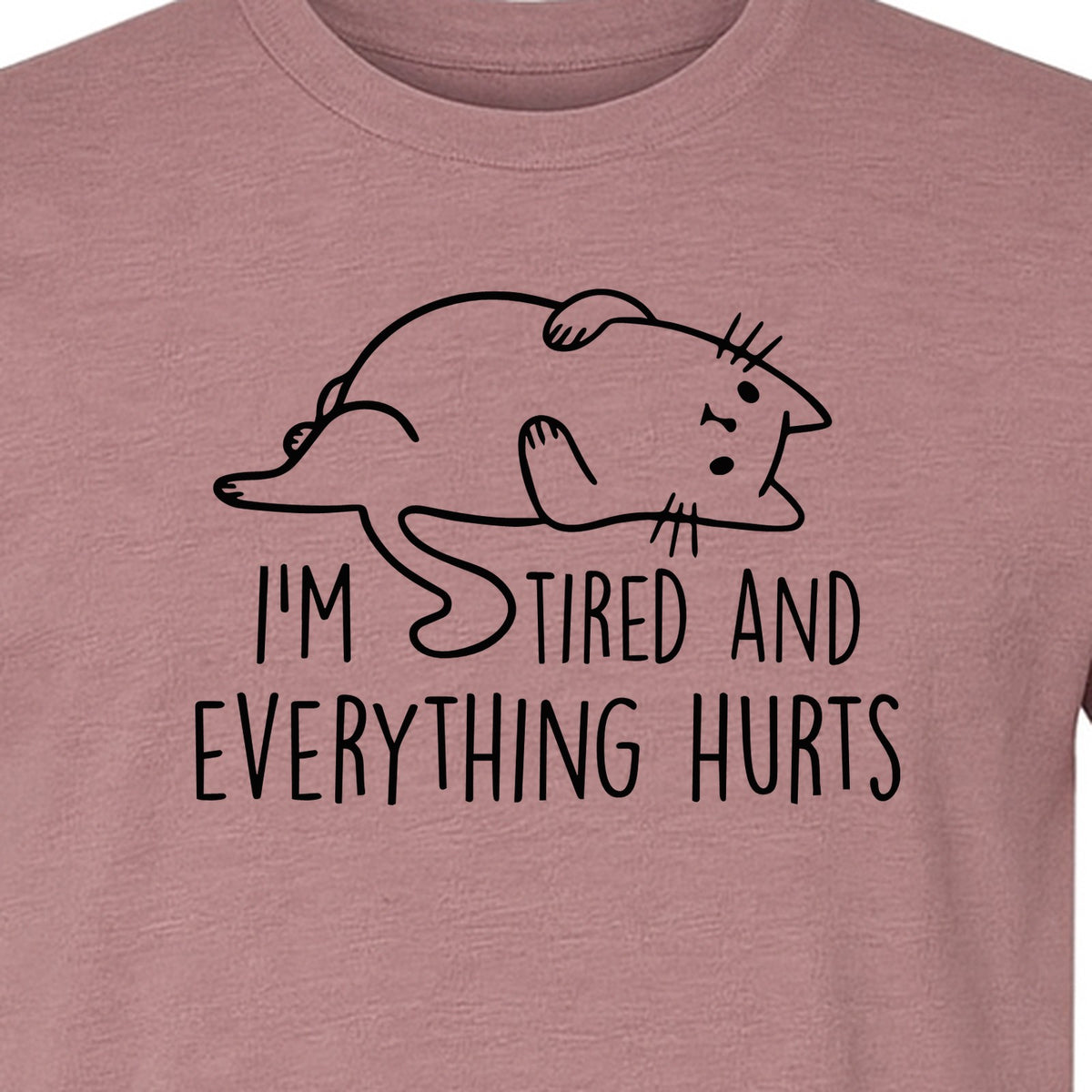 Funny Cat T-Shirt, I'm Tired and Everything Hurts Graphic for Workout Humor