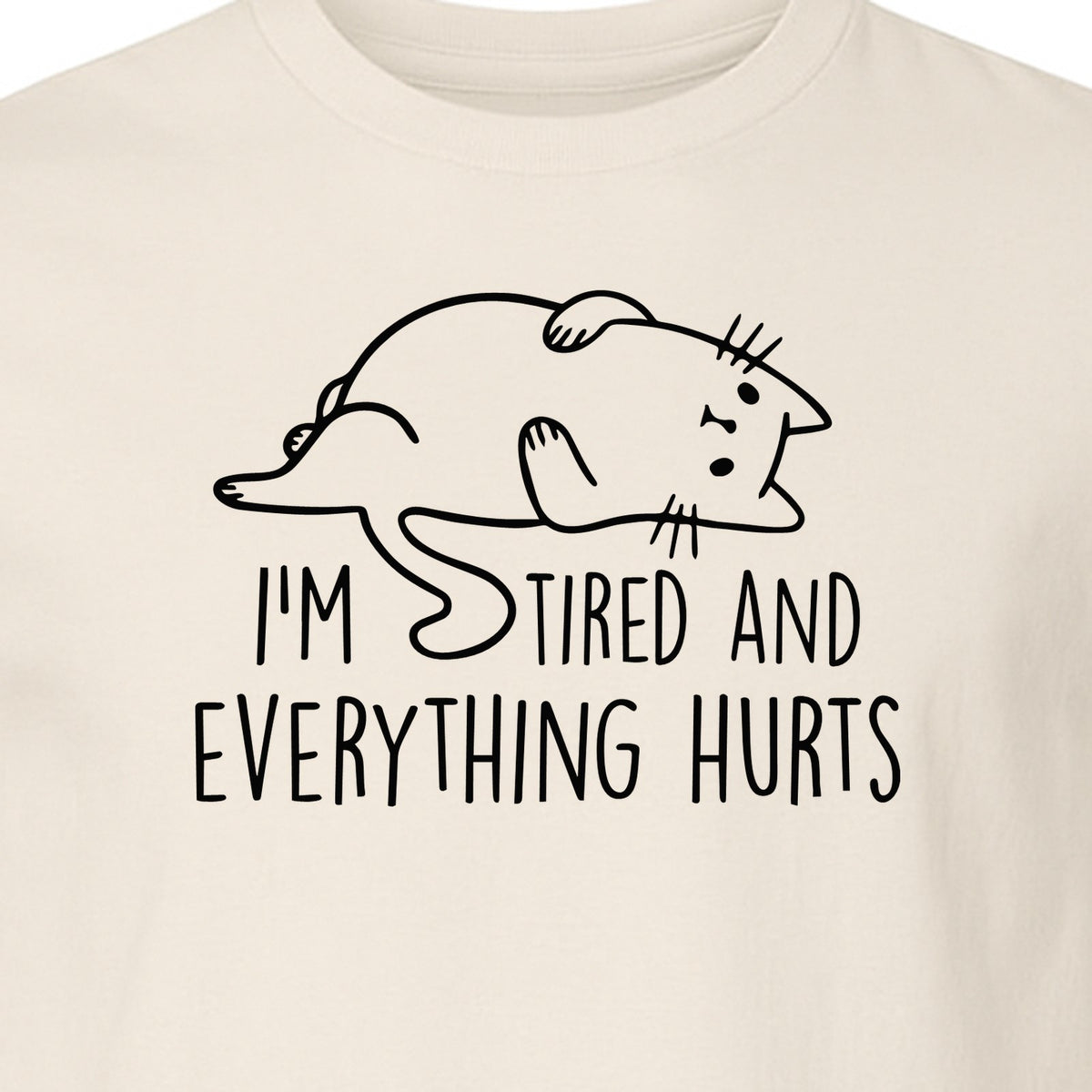 Funny Cat T-Shirt, I'm Tired and Everything Hurts Graphic for Workout Humor