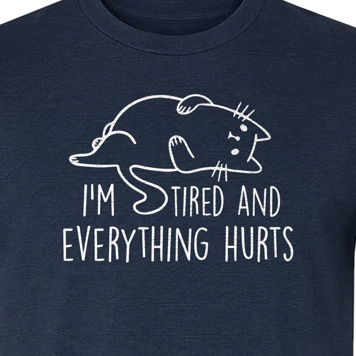 Funny Cat T-Shirt, I'm Tired and Everything Hurts Graphic for Workout Humor