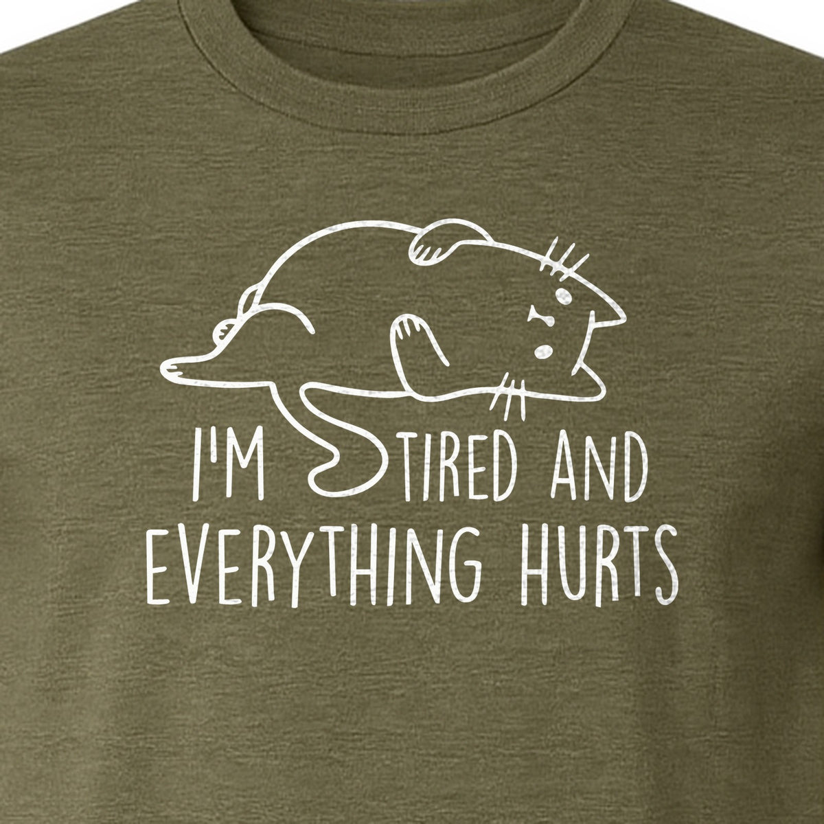 Funny Cat T-Shirt, I'm Tired and Everything Hurts Graphic for Workout Humor