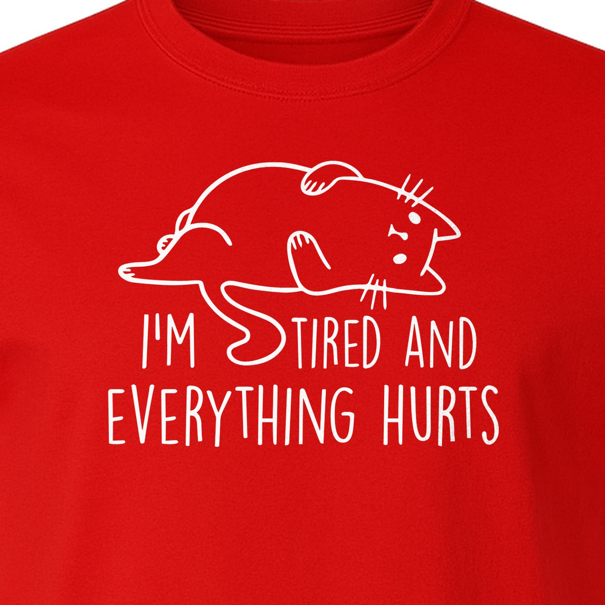 Funny Cat T-Shirt, I'm Tired and Everything Hurts Graphic for Workout Humor