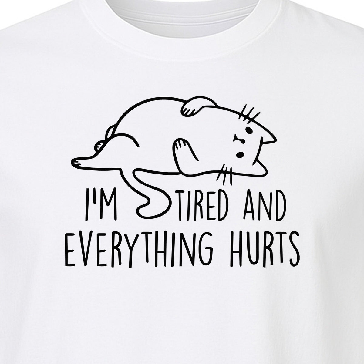 Funny Cat T-Shirt, I'm Tired and Everything Hurts Graphic for Workout Humor