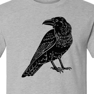 Crow T-Shirt, Detailed Raven Line Drawing for Bird Lovers, Ornithology Fans and Nature Gifts