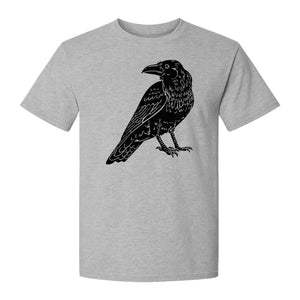 Crow T-Shirt, Detailed Raven Line Drawing for Bird Lovers, Ornithology Fans and Nature Gifts