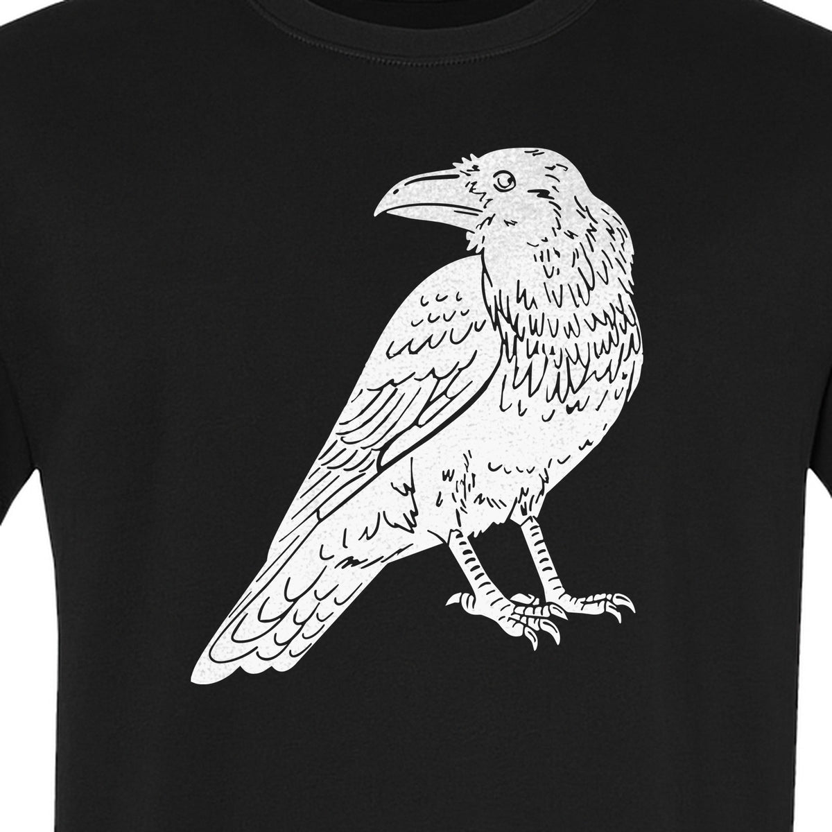 Crow T-Shirt, Detailed Raven Line Drawing for Bird Lovers, Ornithology Fans and Nature Gifts