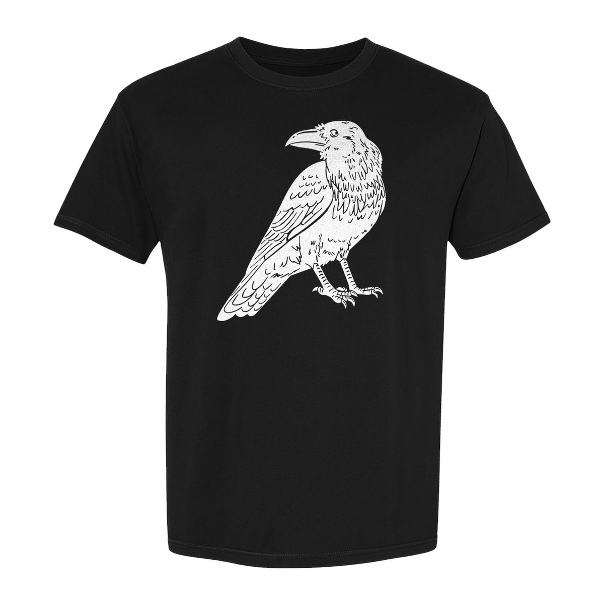 Crow T-Shirt, Detailed Raven Line Drawing for Bird Lovers, Ornithology Fans and Nature Gifts