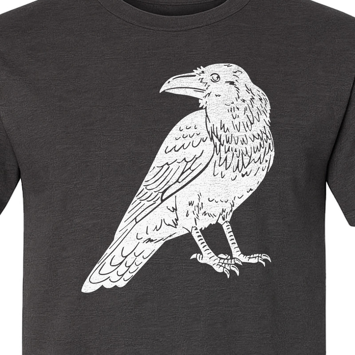 Crow T-Shirt, Detailed Raven Line Drawing for Bird Lovers, Ornithology Fans and Nature Gifts