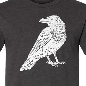 Crow T-Shirt, Detailed Raven Line Drawing for Bird Lovers, Ornithology Fans and Nature Gifts