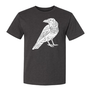 Crow T-Shirt, Detailed Raven Line Drawing for Bird Lovers, Ornithology Fans and Nature Gifts