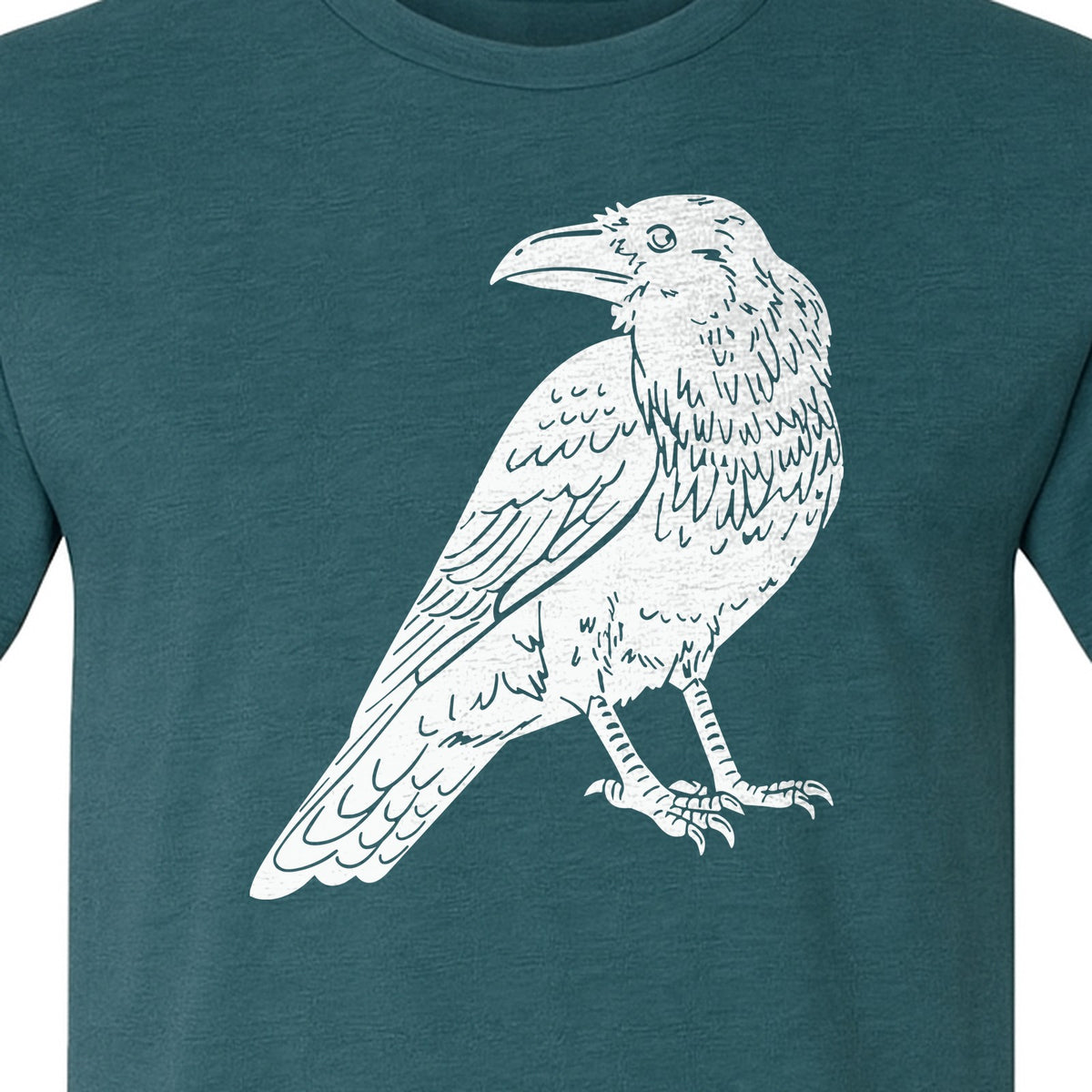 Crow T-Shirt, Detailed Raven Line Drawing for Bird Lovers, Ornithology Fans and Nature Gifts
