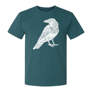 Crow T-Shirt, Detailed Raven Line Drawing for Bird Lovers, Ornithology Fans and Nature Gifts
