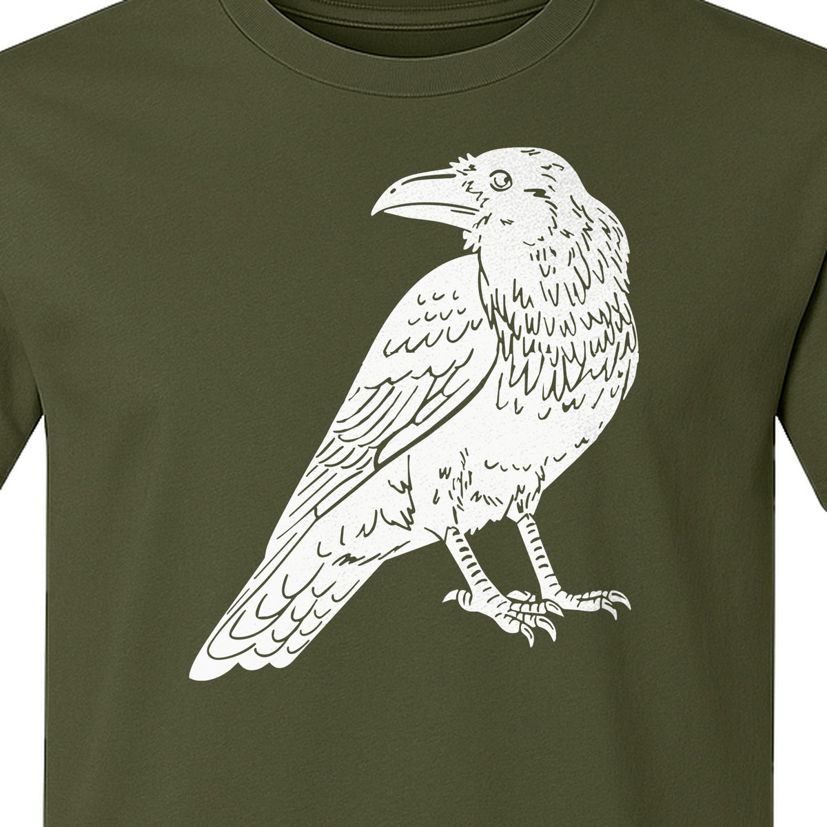 Crow T-Shirt, Detailed Raven Line Drawing for Bird Lovers, Ornithology Fans and Nature Gifts
