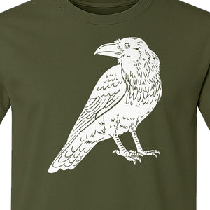 Crow T-Shirt, Detailed Raven Line Drawing for Bird Lovers, Ornithology Fans and Nature Gifts
