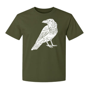 Crow T-Shirt, Detailed Raven Line Drawing for Bird Lovers, Ornithology Fans and Nature Gifts