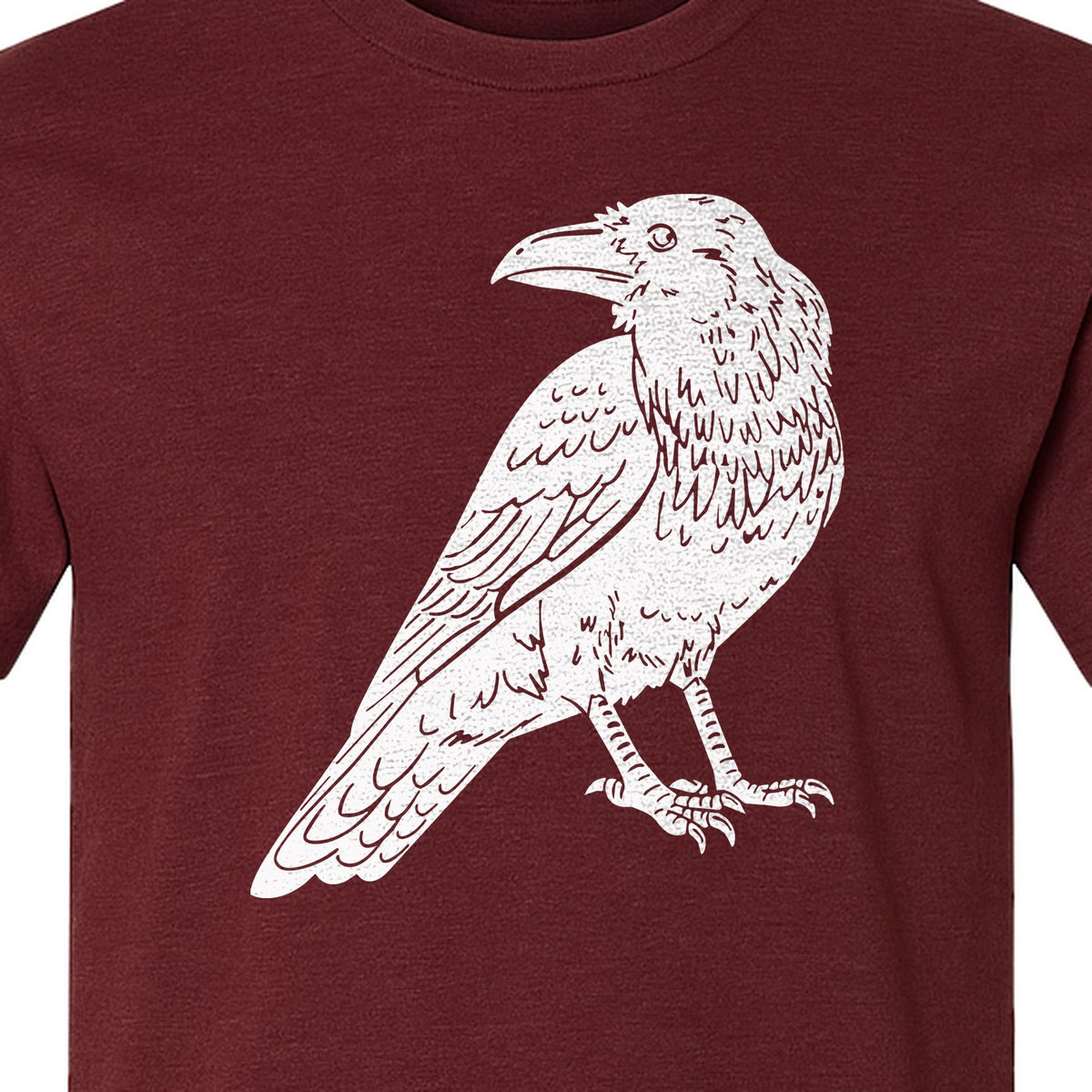 Crow T-Shirt, Detailed Raven Line Drawing for Bird Lovers, Ornithology Fans and Nature Gifts