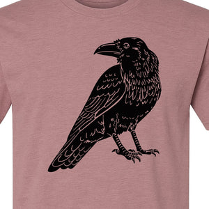 Crow T-Shirt, Detailed Raven Line Drawing for Bird Lovers, Ornithology Fans and Nature Gifts