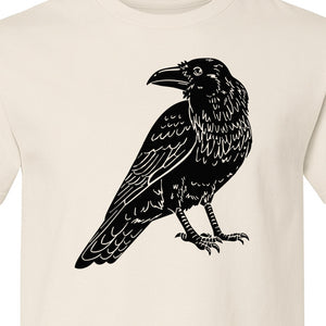 Crow T-Shirt, Detailed Raven Line Drawing for Bird Lovers, Ornithology Fans and Nature Gifts