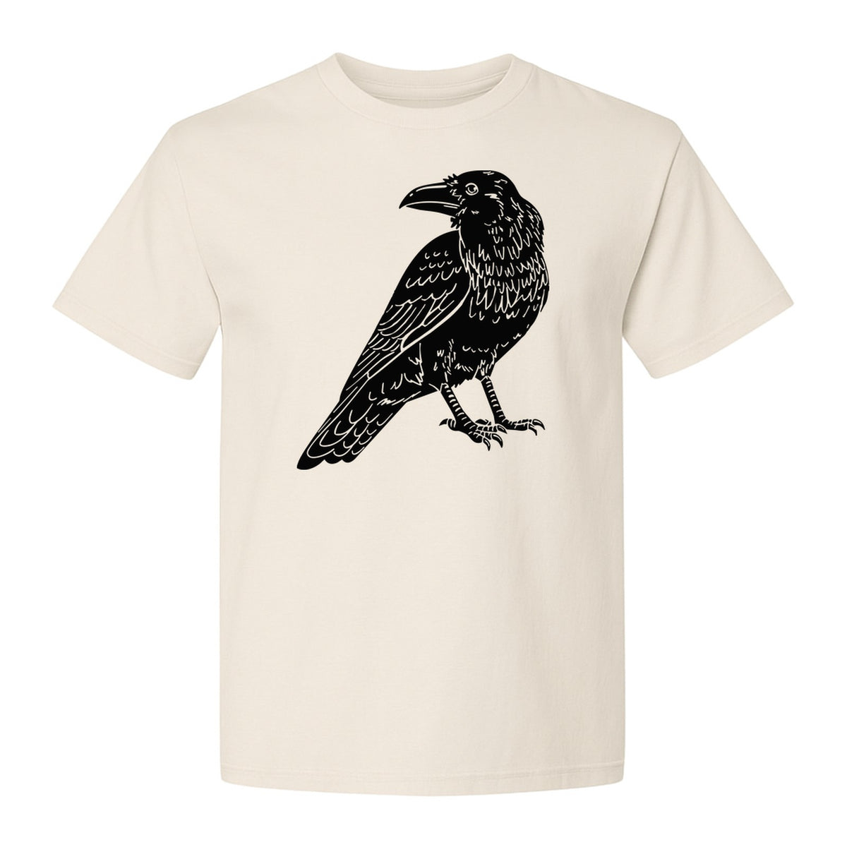 Crow T-Shirt, Detailed Raven Line Drawing for Bird Lovers, Ornithology Fans and Nature Gifts