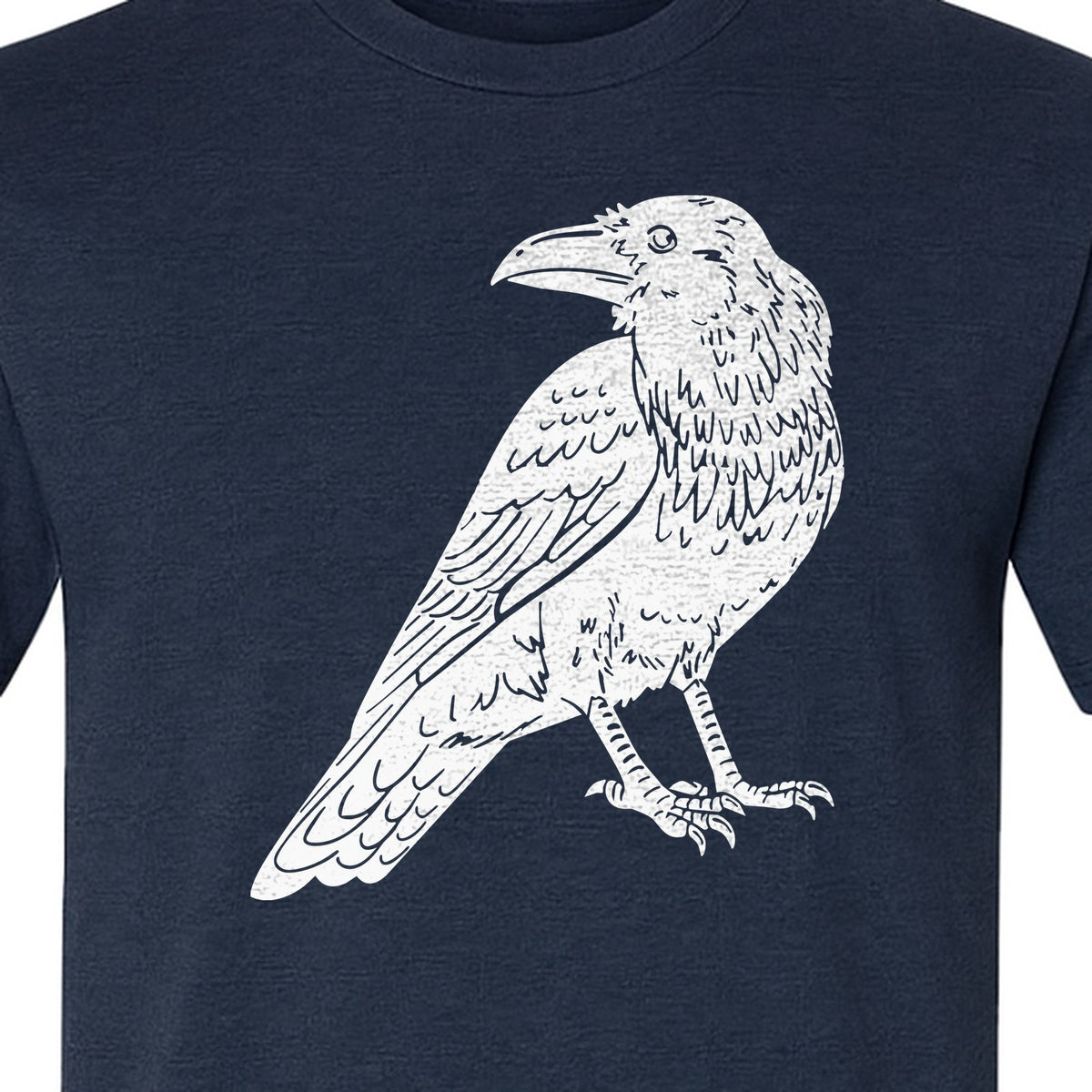 Crow T-Shirt, Detailed Raven Line Drawing for Bird Lovers, Ornithology Fans and Nature Gifts
