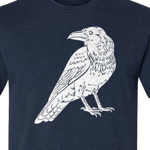 Crow T-Shirt, Detailed Raven Line Drawing for Bird Lovers, Ornithology Fans and Nature Gifts