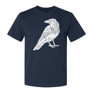 Crow T-Shirt, Detailed Raven Line Drawing for Bird Lovers, Ornithology Fans and Nature Gifts