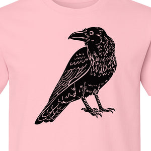 Crow T-Shirt, Detailed Raven Line Drawing for Bird Lovers, Ornithology Fans and Nature Gifts
