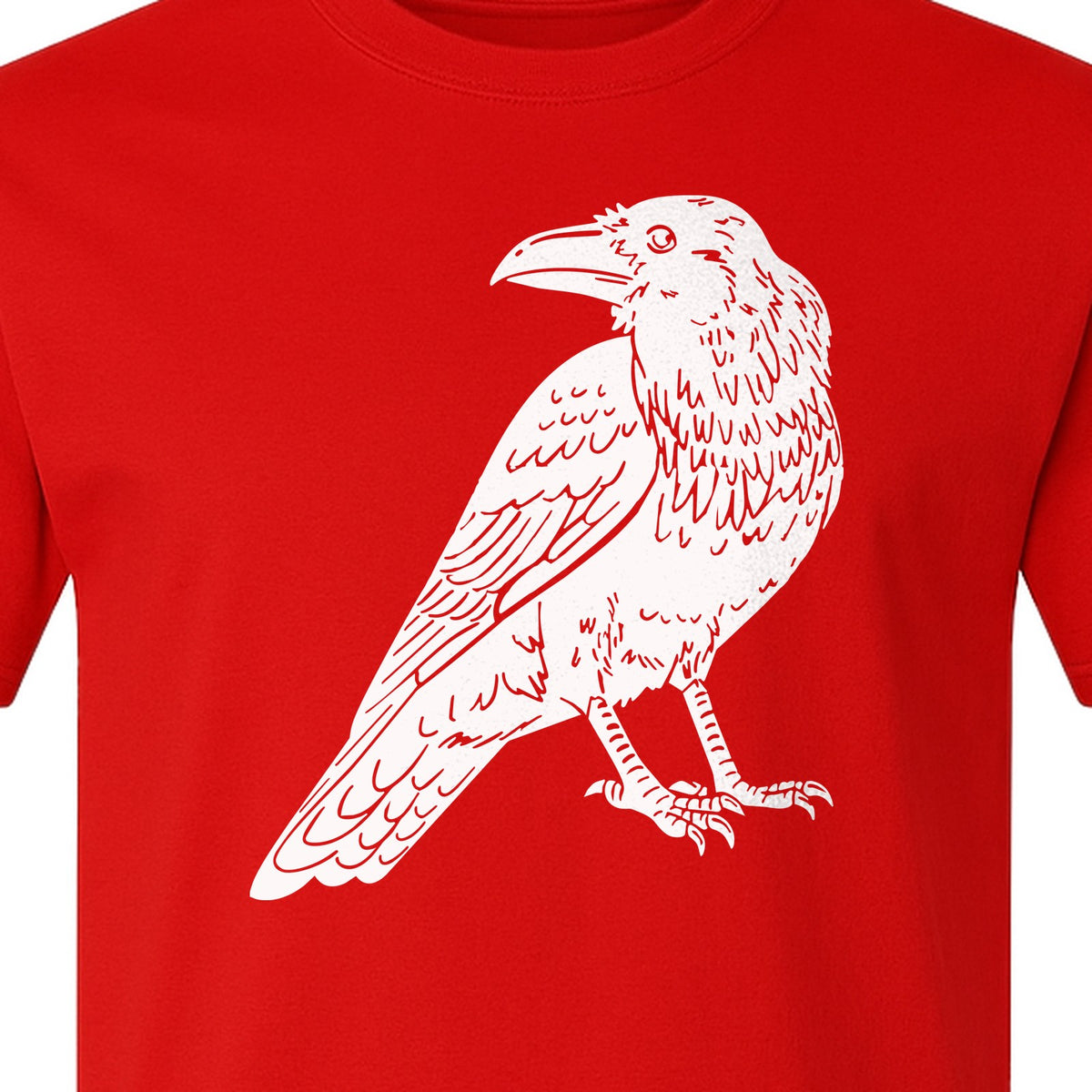 Crow T-Shirt, Detailed Raven Line Drawing for Bird Lovers, Ornithology Fans and Nature Gifts