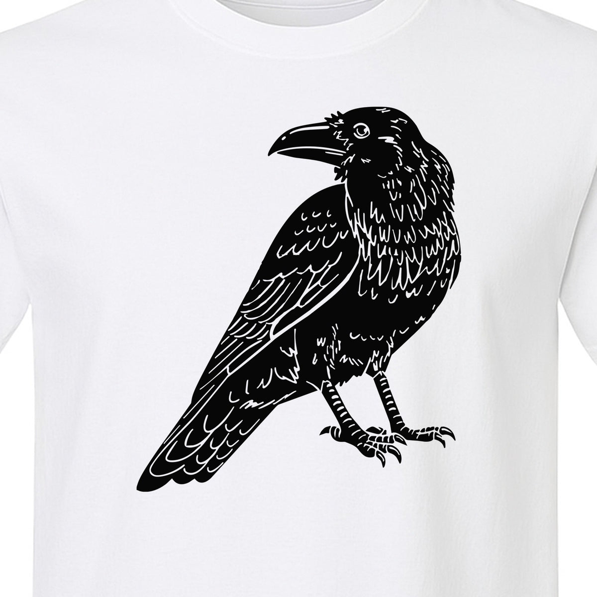Crow T-Shirt, Detailed Raven Line Drawing for Bird Lovers, Ornithology Fans and Nature Gifts