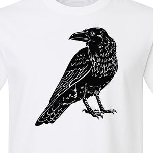 Crow T-Shirt, Detailed Raven Line Drawing for Bird Lovers, Ornithology Fans and Nature Gifts