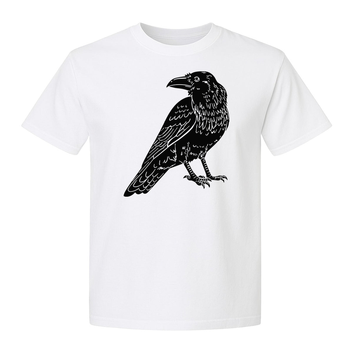 Crow T-Shirt, Detailed Raven Line Drawing for Bird Lovers, Ornithology Fans and Nature Gifts