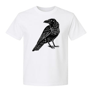 Crow T-Shirt, Detailed Raven Line Drawing for Bird Lovers, Ornithology Fans and Nature Gifts
