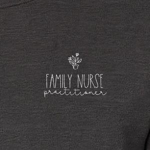 Family Nurse Practitioner T-Shirt, Small Floral Pocket Design for FNP Healthcare Gifts