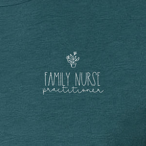 Family Nurse Practitioner T-Shirt, Small Floral Pocket Design for FNP Healthcare Gifts
