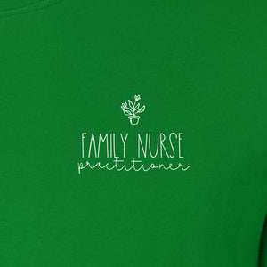 Family Nurse Practitioner T-Shirt, Small Floral Pocket Design for FNP Healthcare Gifts