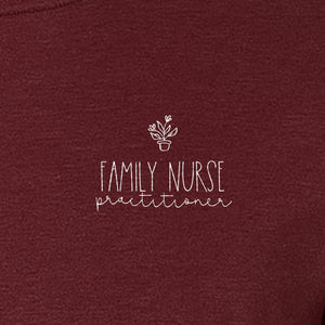 Family Nurse Practitioner T-Shirt, Small Floral Pocket Design for FNP Healthcare Gifts