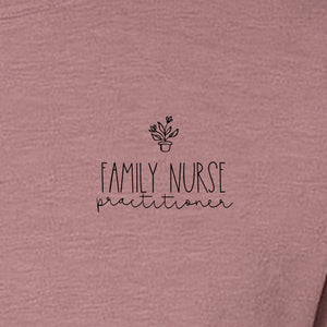 Family Nurse Practitioner T-Shirt, Small Floral Pocket Design for FNP Healthcare Gifts