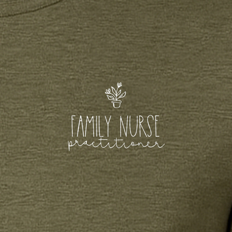 Family Nurse Practitioner T-Shirt, Small Floral Pocket Design for FNP Healthcare Gifts