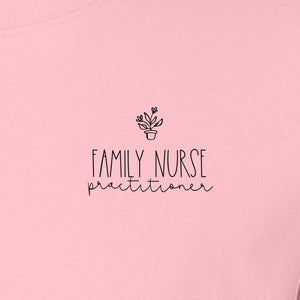 Family Nurse Practitioner T-Shirt, Small Floral Pocket Design for FNP Healthcare Gifts