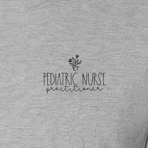 Pediatric Nurse Practitioner T-Shirt, Small Left Chest Floral Design for Nursing Students and Graduates
