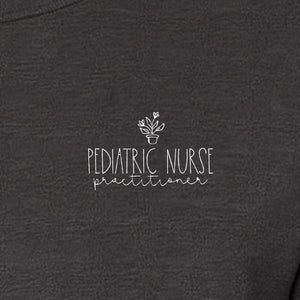 Pediatric Nurse Practitioner T-Shirt, Small Left Chest Floral Design for Nursing Students and Graduates