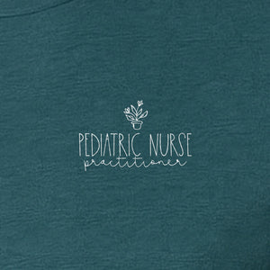 Pediatric Nurse Practitioner T-Shirt, Small Left Chest Floral Design for Nursing Students and Graduates