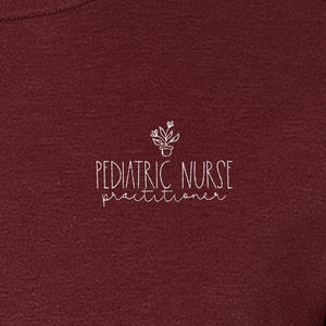 Pediatric Nurse Practitioner T-Shirt, Small Left Chest Floral Design for Nursing Students and Graduates