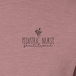 Pediatric Nurse Practitioner T-Shirt, Small Left Chest Floral Design for Nursing Students and Graduates